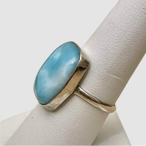 Larimar Sterling Silver Ring 925 Size 8.5 - Picture 4 of 6